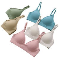 Korean Naked Extended Bra Set Ladies' Traceless Rim-free Underwear Thickened Small Breasts Gathering
