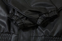Men's American Embroidery Letters Motorcycle Clothing PU Leather Jacket Coat