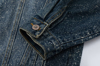 Splash-ink Splash Heavy Industry Washed Silver Hand-painted Denim Coat