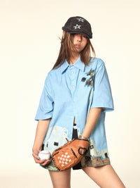 Island Print Short Sleeve Shirt American Street