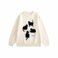 Cartoon Cat Mohair Loose Sweater