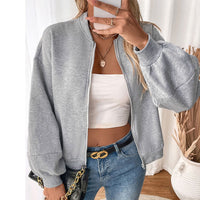 Women's Short Cardigan Solid Color Hoodie Coat
