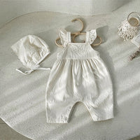 Embroidered Flower Jumpsuit For Baby Girls