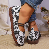 Womens Soft-soled Low-cut Ethnic-style Embroidered Shoes With A Thick Sole