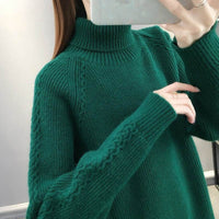 Hemp Pattern High Neck Thickened Keep Warm Inner Match Sweater Knitted Bottoming Shirt Long Sleeve