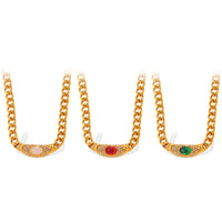 Vintage Mid-Century Geometric Choker Necklace With Premium Cat's Eye Stone Inlay