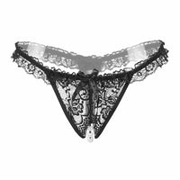 Thong Women's Pearl Massage Transparent Low Waist