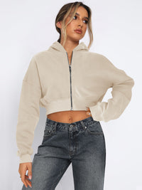Long Sleeve Fleece Zipper Cardigan Hoodie Casual Jacket