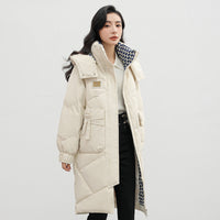 Detachable Hat Cotton Coat Over The Knee Padded Down Jacket