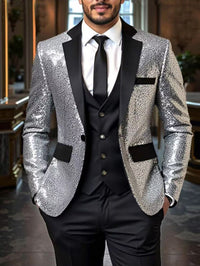 Men's Casual Loose-Fit Ombre Sequin Blazer