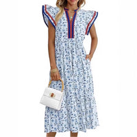 Summer New Stylish Elegant V-Neck Floral Print Dress