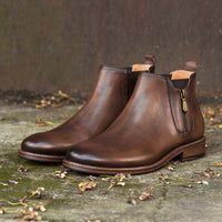 First Layer Cowhide Casual Short Boots Side Zipper Male Martin Boots