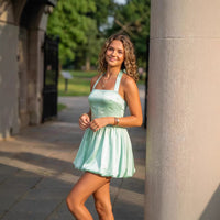 Neck Hanging Tube Top Elastic Solid Color Poufy Skirt