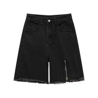 Men's Zipper Black Denim Shorts