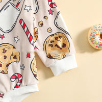 Baby Printed Cuffs Rib Long Sleeve Triangle Romper