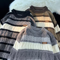 Men's Fashionable Retro Twisted Contrast Color Striped Sweater