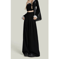 Black Lace Stitching Wide-leg Casual Pants Women