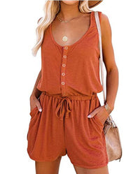 Sleeveless Jumpsuit Waist-Cinching Lace-Up