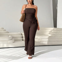 Strap-fit Tube Top Paired With Wide-leg Pants