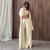 Long-sleeve Undershirt Long Pants And Knit Loungewear Set 3 Pieces