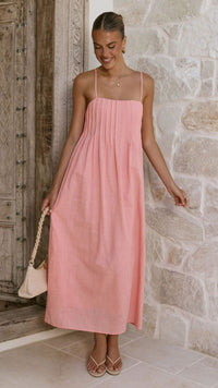 Summer Ribbed Solid Color Casual Midi Dress