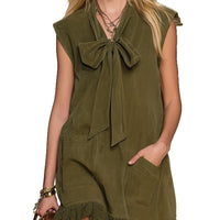 Spring Summer French-style Retro Bow-Knot Resort Dress