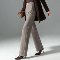 Wool Wide-leg Pants With A Draped Relaxed Fit High-waisted Slim-cut Wool Straight-leg Casual Trousers