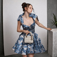 Organza Ethereal Short Elegant Printed Dress