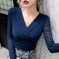 Mesh Bottoming Shirt Long-sleeved T-shirt Women Thin Small Shirt