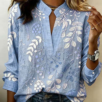 Women's Fashion Plus-size Lapel Long-sleeve Shirt Top