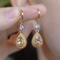 New Elegant Exquisite Gold French Ear Cuffs Versatile Diamond-Shaped Sparkling Earrings