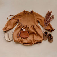 Baby Jumpsuit Autumn And Winter Cotton Linen Lotus Leaf Romper