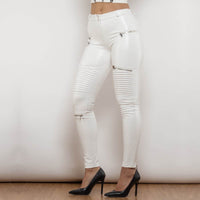Shascullfites Melody Leather Blue Leather Pants Gothic Female Biker Pants Pu Clothes Punk Leather Pants For Women