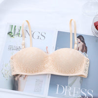 Underwear Lace Green Girl Seamless Gathering Bra Without Steel Ring