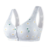 Women's Printed Wireless Wide Shoulder Strap Vest-style Soft Cotton Front Buckle