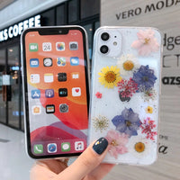 Ins Real Flower Dried Flower Glue Mobile Phone Case Soft Shell Protective Cover