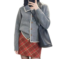 Retro Lapels Hand Crocheting Knitted Cardigan Jacket