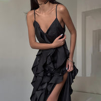 V Neck Slip Dress With Side Slit Women's