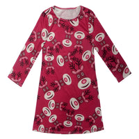 Fashion Casual Santa Printed Long Sleeve Girls Dress