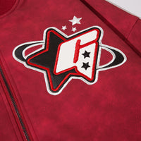 Ins American-style Street Fashion Leather Embroidered Letter Baseball Uniform Jacket