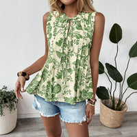 Temperament Top Pleated Tie Women's Sleeveless Shirt