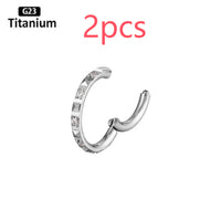 Inlaid 5A Zircon G23 Titanium Alloy Closed Nose Ring