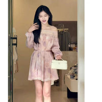 Off-Shoulder Floral Chiffon Summer Loose Dress For Women