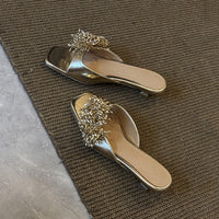 French-style Luxurious Shimmering Slippers With A Square Toe For A Sophisticated Vibe