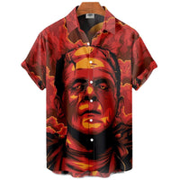 Men's Short-sleeved Shirt Four-sided Stretch 3D Digital