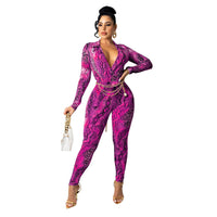 Printed Jumpsuit Long Sleeve Two-piece Suit