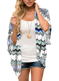 New Beach Bikini Sun Protective Blouse Vacation Chiffon Printed Cardigan