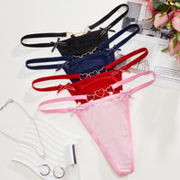 Women's T-back Love Chain Bow Low Waist Seamless Underwear