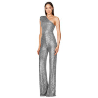 Sleeveless One-shoulder Fashion High Waist Design Sequined Jumpsuit