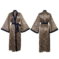 Womens Comfortable Leopard-Print Loungewear Robe